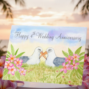 Tarjeta Feliz 4to Aniversario de Boda Laysan Albatross