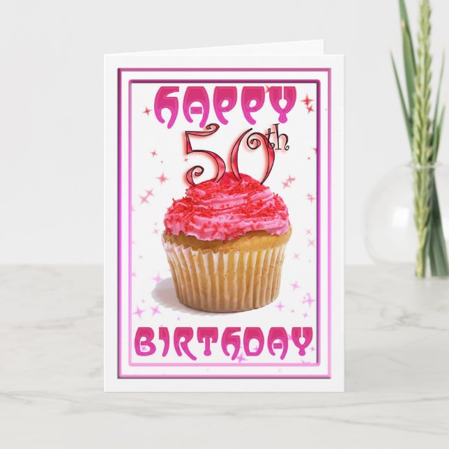 Tarjeta Feliz 50.ª tarta dulce de cumpleaños (Anverso)