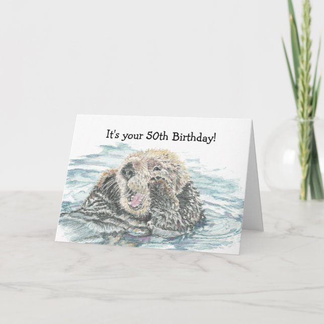 Tarjeta Feliz 50.º cumpleaños Cute emocionada por otra nov (Anverso)