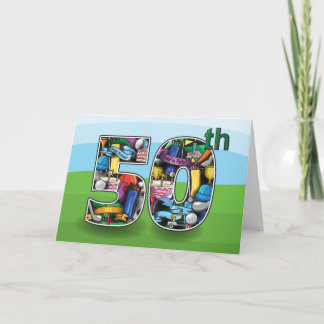 Tarjeta Feliz 50.º diseño de cumpleaños temático sobre gol