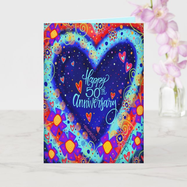 Tarjeta Feliz 50° Aniversario del Corazón Bonito (Orquídea)