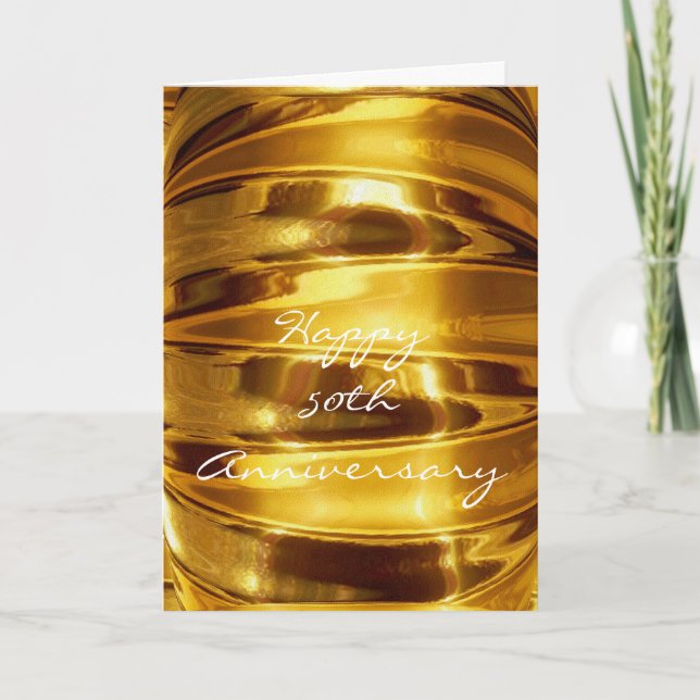 Tarjeta Feliz 50° aniversario en oro espumoso (Anverso)