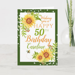 Tarjeta Feliz 50 aniversario Floral Sunflower