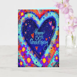 Tarjeta Feliz 50 Aniversario Pretty Heart