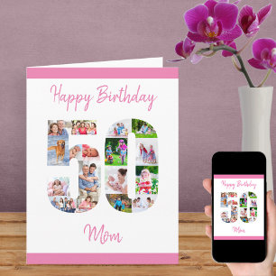 Tarjeta Feliz 50 cumpleaños, mamá número 50 Collage de fot