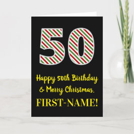 Tarjeta Feliz 50 cumpleaños y Feliz Navidad, nombre person