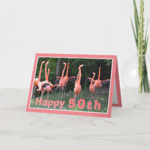 Tarjeta Feliz 50 Flamingo cumpleaños