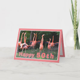 Tarjeta Feliz 50 Flamingo cumpleaños