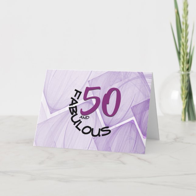 Tarjeta Feliz 50 y fabulosa tipografía de cumpleaños (Anverso)