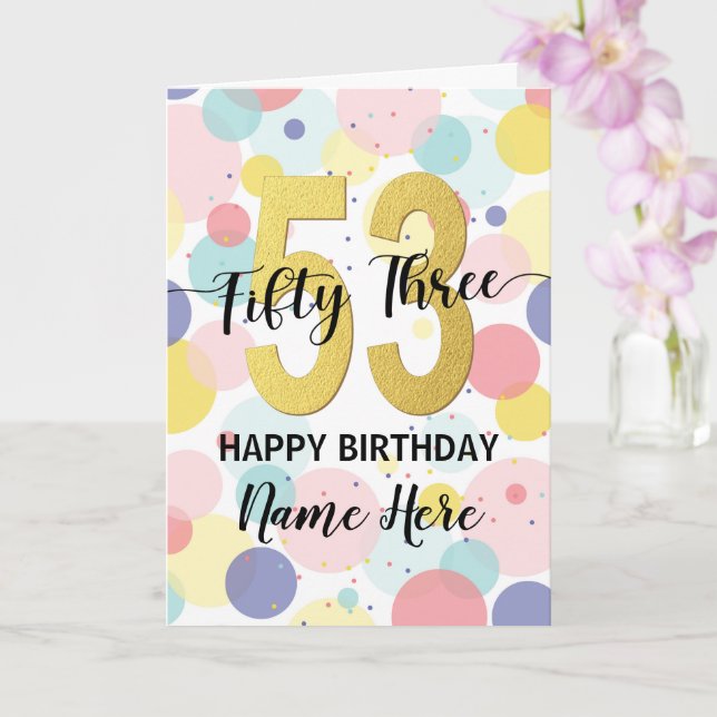 Tarjeta Feliz 53 cumpleaños Pastel Rainbow Gold Woman (Orquídea)