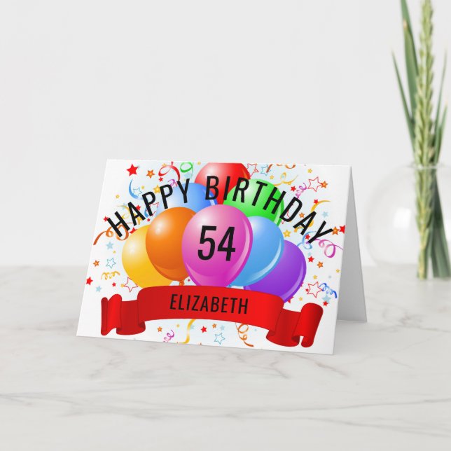 Tarjeta Feliz 54º cumpleaños personalizado (Anverso)