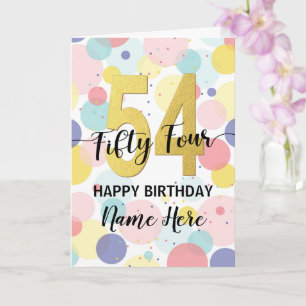 Tarjeta Feliz 54 cumpleaños Pastel Rainbow Gold Woman