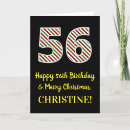 Tarjeta Feliz 56º cumpleaños y Feliz Navidad, nombre perso