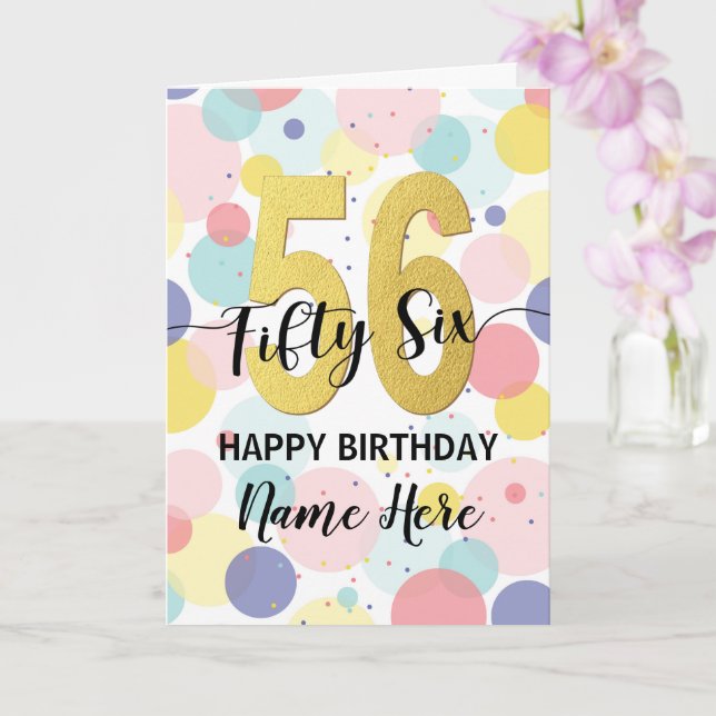 Tarjeta Feliz 56 cumpleaños Pastel Rainbow Gold Woman (Orquídea)