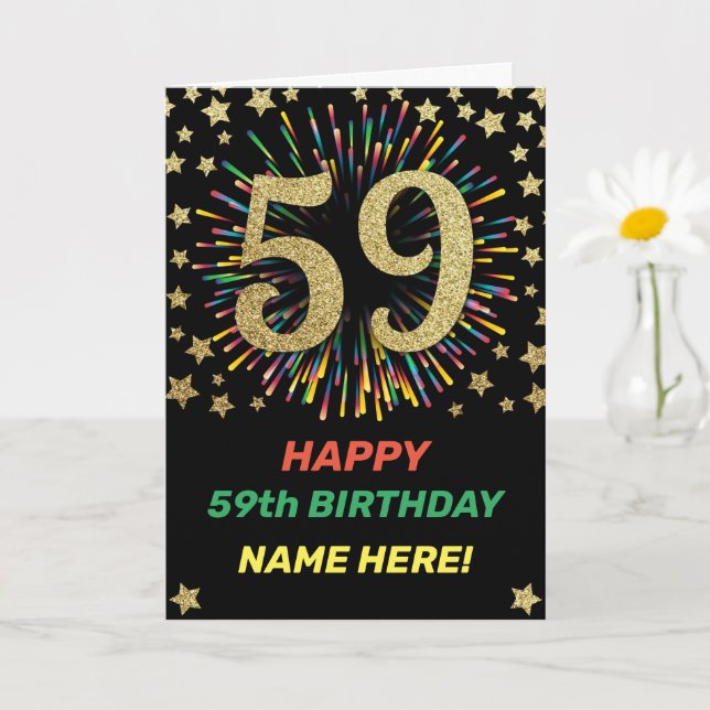 Tarjeta Feliz 59° cumpleaños, Rainbow Gold (Planta pequeña)