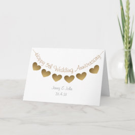 Tarjeta Feliz 5° Aniversario del Boda, amarre del corazón