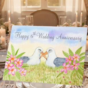 Tarjeta Feliz 6º aniversario de bodas Laysan Albatross