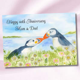 Tarjeta Feliz 60º Aniversario Mamá y Papá Puffins