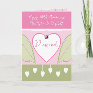 Tarjeta Feliz 60° Aniversario agregar nombres color rosa v