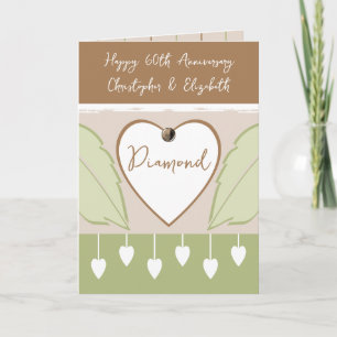 Tarjeta Feliz 60° Aniversario agregar nombres marrón verde