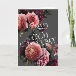 Tarjeta Feliz 60° Aniversario-Elegante Floral