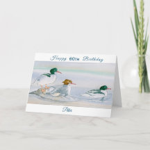 Feliz 60 aniversario Merganser Goosander Bird Card