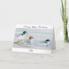 Tarjeta Feliz 60 aniversario Merganser Goosander Bird Card
