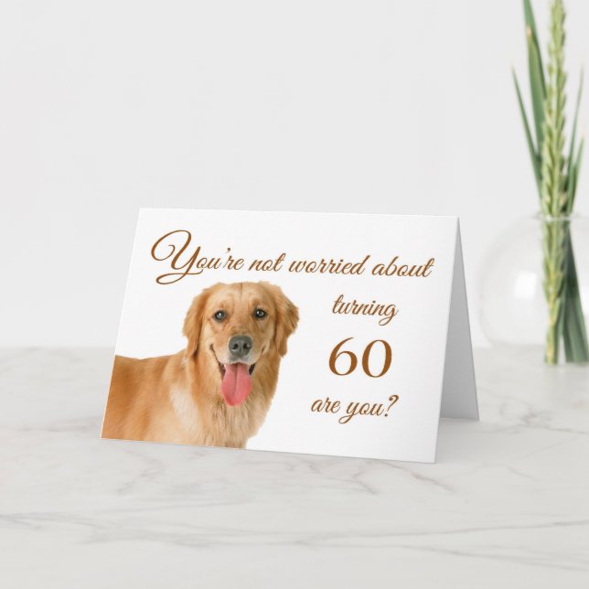 Tarjeta Feliz 60 cumpleaños, laboratorio preocupado (Anverso)