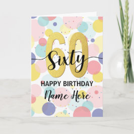 Tarjeta Feliz 60 cumpleaños Pastel Rainbow Gold Woman