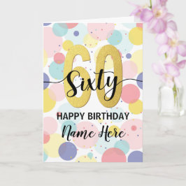 Tarjeta Feliz 60 cumpleaños Pastel Rainbow Gold Woman