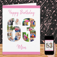 Feliz 63 cumpleaños mamá 63 Collage de fotos de nú