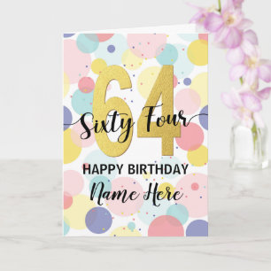 Tarjeta Feliz 64 cumpleaños Pastel Rainbow Gold Woman