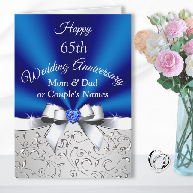 Tarjeta Feliz 65° aniversario de Bodas para padres (65th wedding anniversary cards for parents, grandparents. Sapphire anniversary card for grandparents)