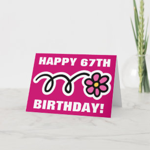 Tarjeta Feliz 67º cumpleaños con margarita rosa