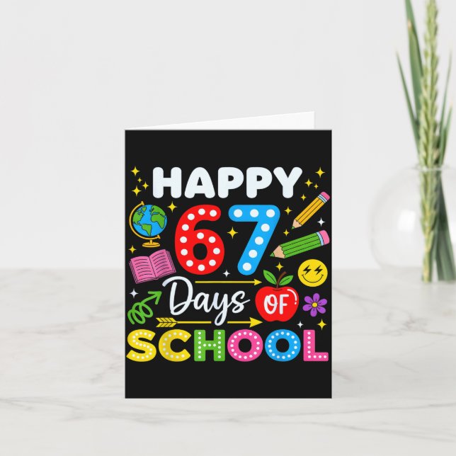 Tarjeta Feliz 67º Día De Escuela 67 Días De Escuela Niños  (Anverso)