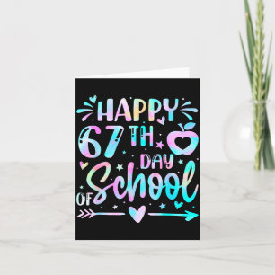 Tarjeta Feliz 67º Día De La Escuela Tie Dye Arcoíris 67 Dí