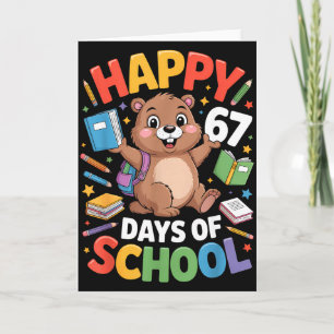 Tarjeta Feliz 67 Días De Escuela Día De La Marmota Profeso