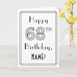 Tarjeta Feliz 68º cumpleaños, estilo Art Deco con nombre p