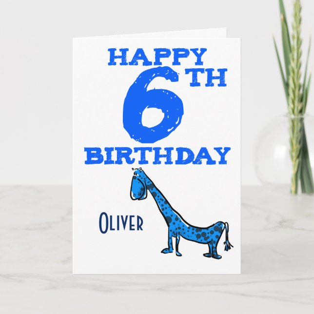 Tarjeta Feliz 6 cumpleaños personalizado dinosaurio - chic (Anverso)