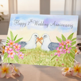 Tarjeta Feliz 7º Aniversario de Boda Laysan Albatross