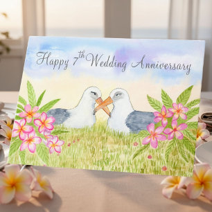 Tarjeta Feliz 7º Aniversario de Boda Laysan Albatross