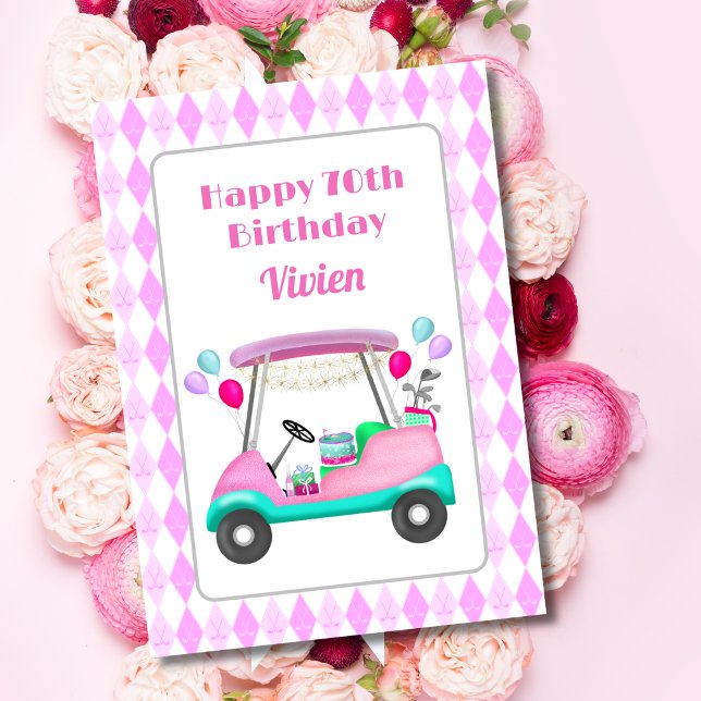 Tarjeta Feliz 70.º cumpleaños de la Fiesta de golf femenin (A golf who keeps on golfing, this card says it all! )