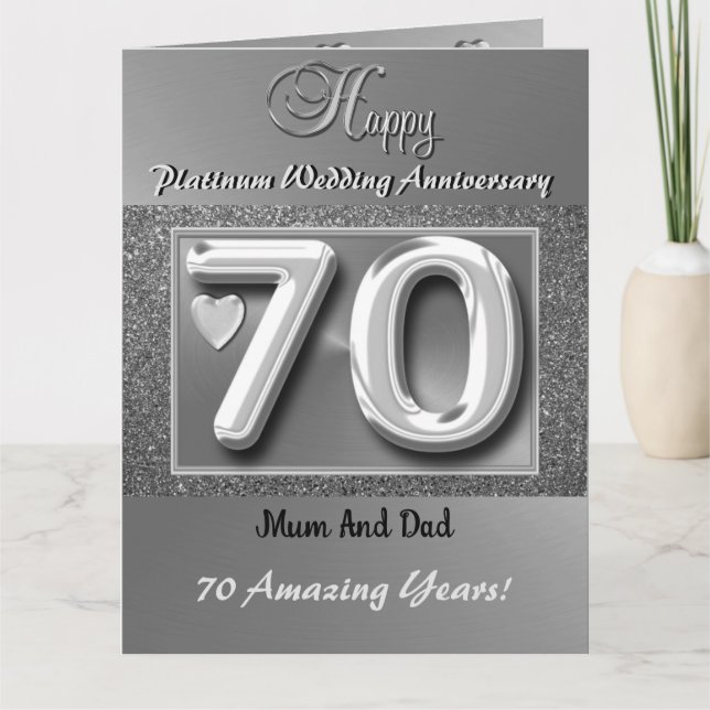 Tarjeta Feliz 70° Aniversario Boda Mamá y papá (Anverso)