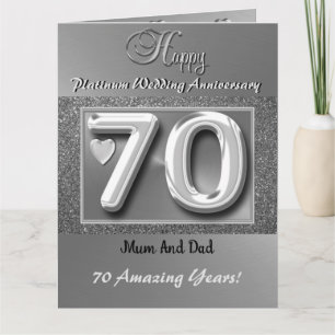Tarjeta Feliz 70° Aniversario Boda Mamá y papá