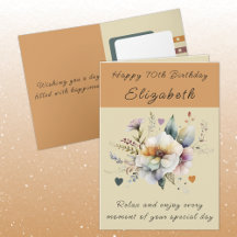 Feliz 70 cumpleaños agregar nombre naranja floral