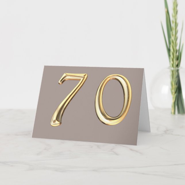 Tarjeta Feliz 70 cumpleaños setenta y setenta y 70 (Anverso)