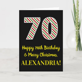 Tarjeta Feliz 70 cumpleaños y Feliz Navidad, nombre person
