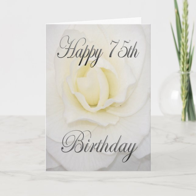 Tarjeta Feliz 75 cumpleaños Flor Blanca (Anverso)