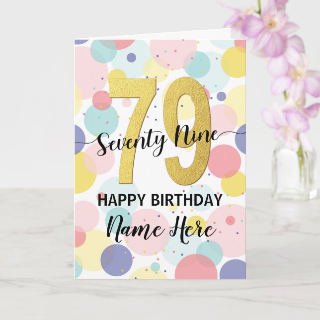 Tarjeta Feliz 79 cumpleaños Pastel Rainbow Gold Woman (Orquídea)