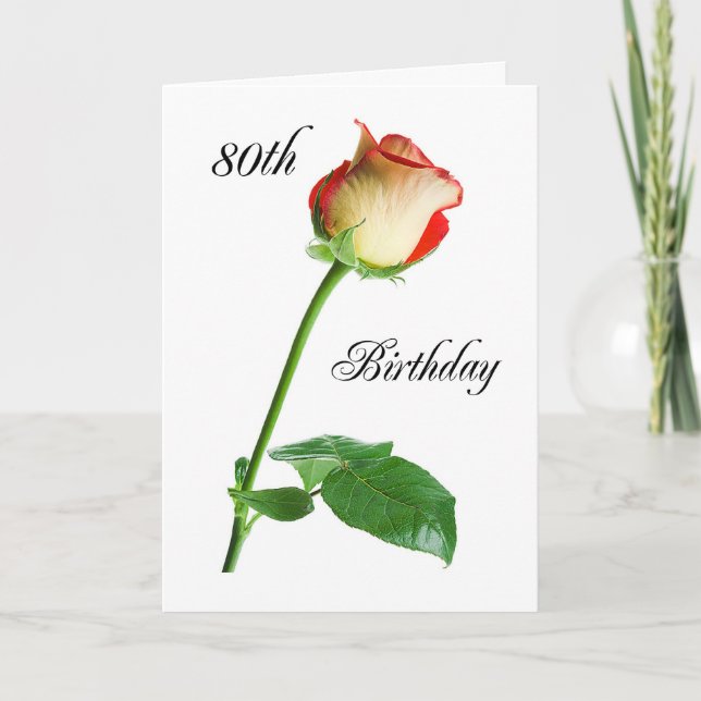 Tarjeta Feliz 80.º Rosa de cumpleaños (Anverso)